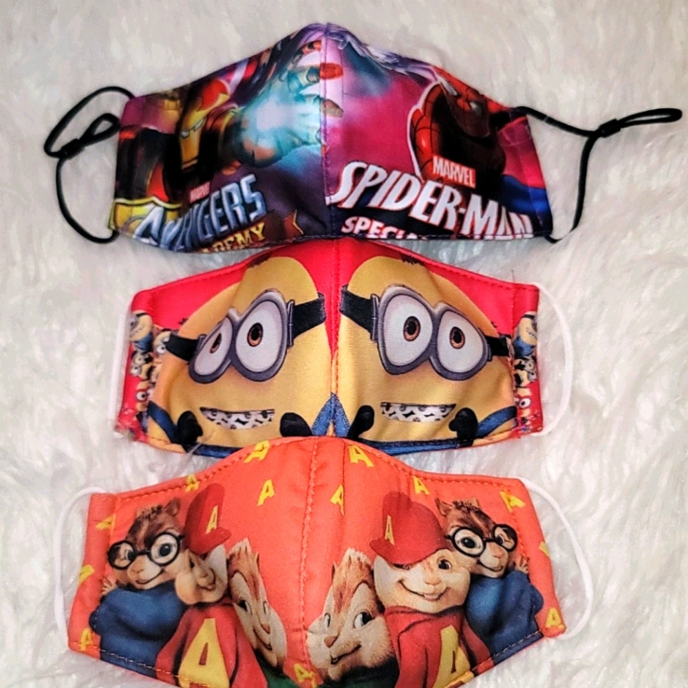 Set 3 children masks with cartoon/movie characters